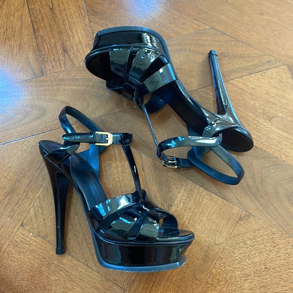 Saint Laurent Tribute Patent Platform Sandals - Picture 5 of 9